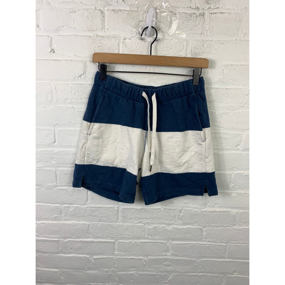 Todd Snyder Women's Sweat Shorts Athleisure Drawstring Striped Blue White Size S